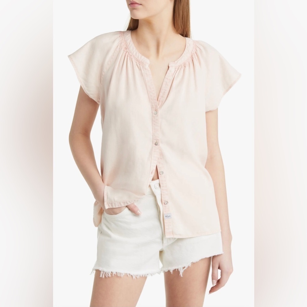 RAILS Alena Linen Blend Button-Up Shirt Blouse Top M